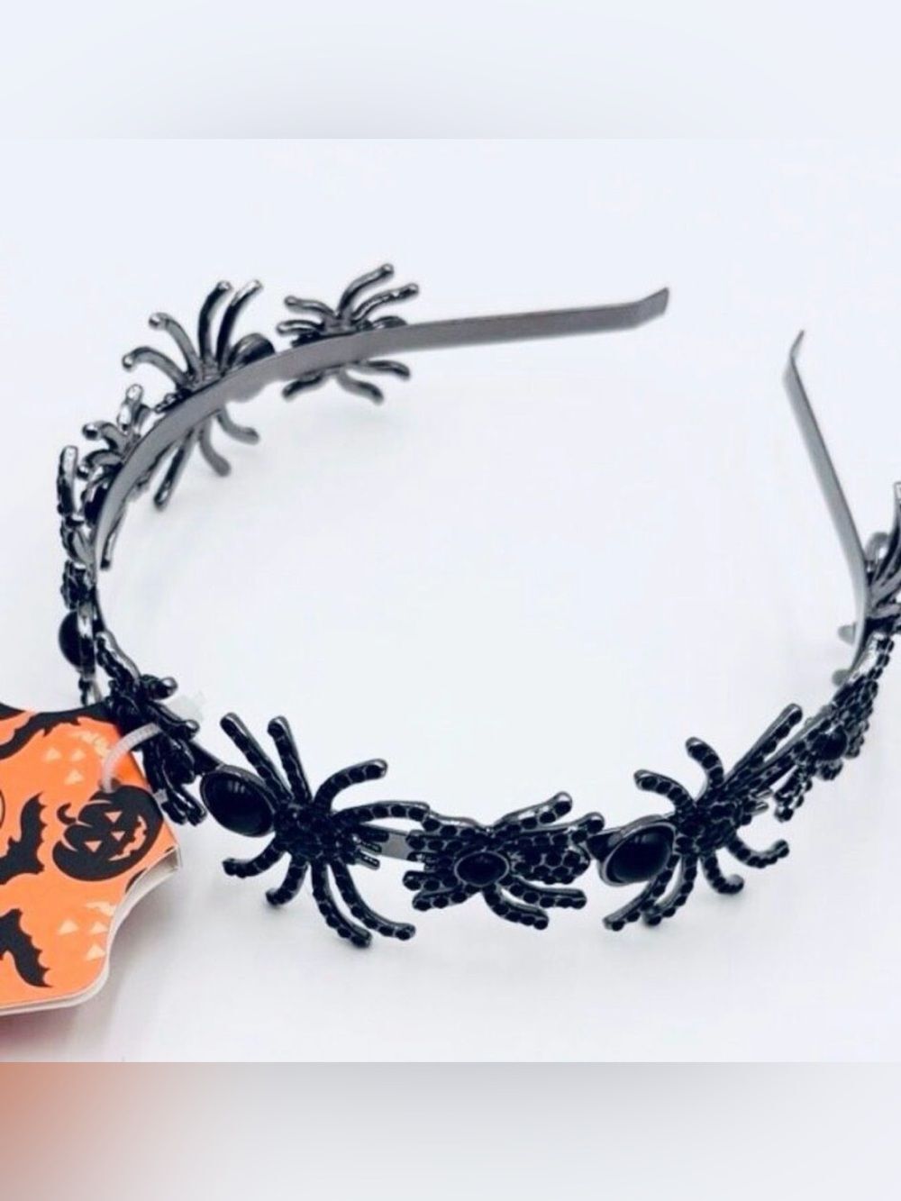 NWT Piper K Halloween Spider Headband Black Rhinestone Gunmetal Goth Accessory